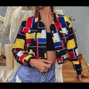 NEVER BEEN WORN geo print jacket